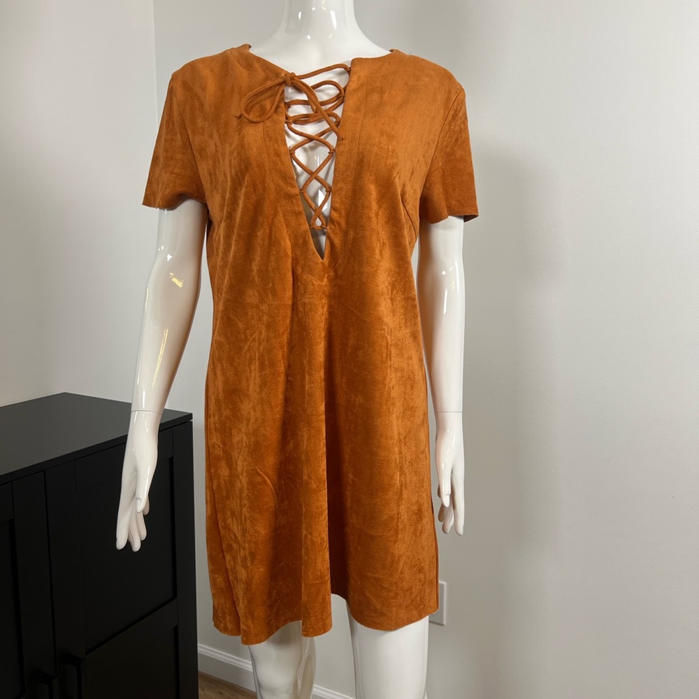 DO+BE Warm Orange Suede Dress